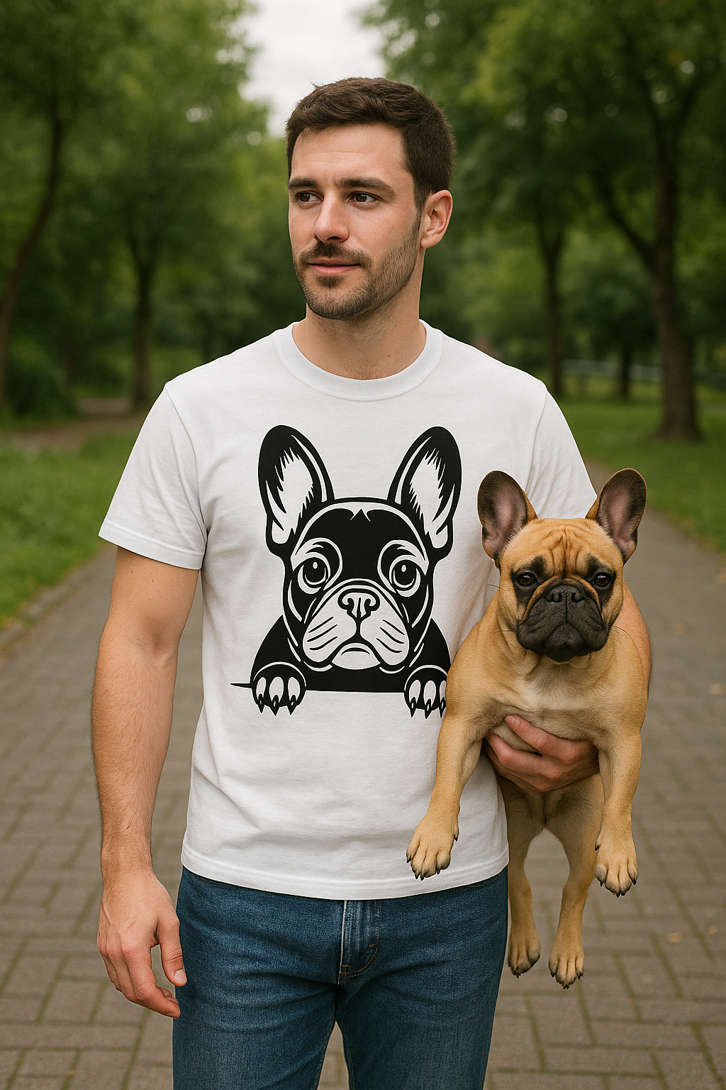 Frenchie Cotton Tee-Bulldog Lover-100% Breathable cotton